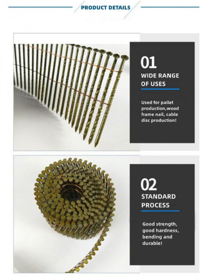 2 1/4&prime; &prime; X. 099&prime; &prime; Wire Pallet Coil Nails Clavos Helicoidales Screw Shank Diamond Point